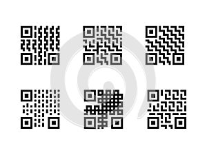 Set of QR Code with pattern, isolated on white