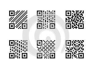 Set of QR Code with pattern, isolated on white