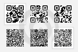 Set of qr codes for your design. Black qr code isolated on whit background. Vector illustration