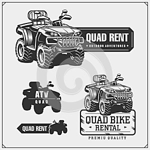 Set of Quad bike competition emblems, labels and design elements.