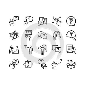 Set of Question Related Vector Line Icons.