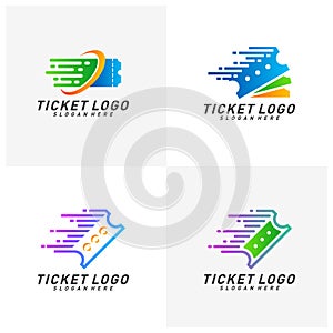 Set of Quick Ticket Logo Template Design Vector, Emblem, Creative design, Icon symbol concept