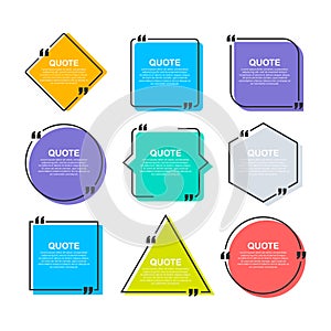 Set Quote frames. Blank template with print information design quotes. Vector stock illustration