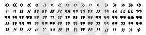 Set of quote mark. Quotemarks outline, speech marks, inverted commas or talking marks