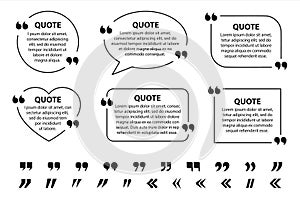 Set of Quote text boxes, frames, quotation collection