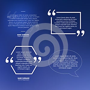 Set of quotes on blue background, speech bubble