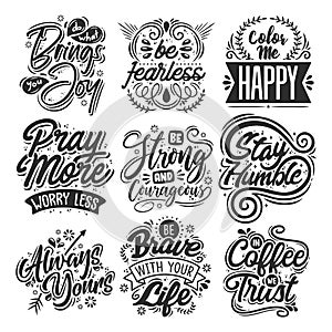 Set of Quotes Lettering Design Elements Collection