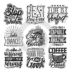 Set of Quotes Lettering Design Elements Collection