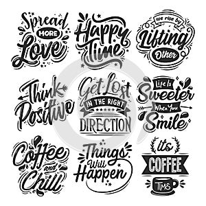 Set of Quotes Lettering Design Elements Collection