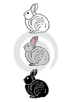 Set of rabbit animal hand drawn vector illustration design