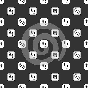 Set Rabbit and hare paw footprint, Fox, Human footprints shoes and on seamless pattern. Vector