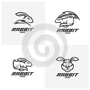 Set of Rabbit logo template Vector. Modern Head Rabbit Logo Vector