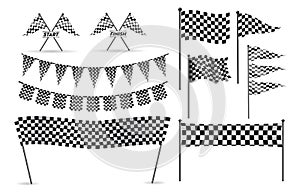 set of racing flag, finish and start line concept.