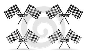 Set of racing flag, finish and start line concept.