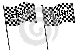 Set of racing flag, finish and start line concept.