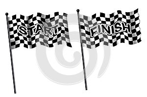 Set of racing flag, finish and start line concept.