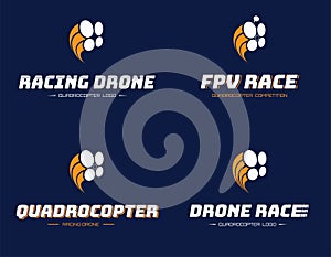 Set of racing quadrocopter logo photo