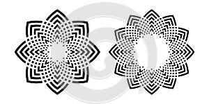 Set of Radial Circle Patterns. Decorative Geometric Design Elements