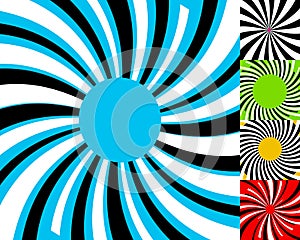 Set of 4 radial lines background. Concentric stripes pattern. Ci