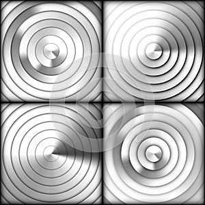 Set of radial silver gradient backgrounds.
