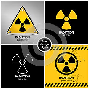 Set of radiation warning symbols