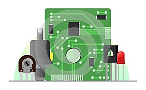 Set of radio components. Logo and logotype. Element for radio circuit. Object isolated on white background. Electronics
