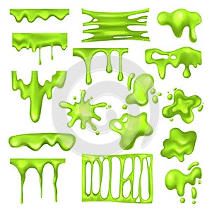 Set of radioactive green slime or toxic blob