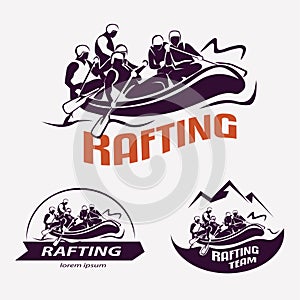 Set of rafting templates for labels, emblems