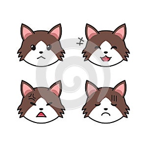 Set of ragamuffin cat faces showing different emotions