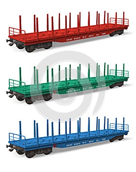 Set of railroad flatcars