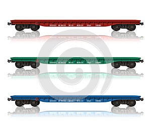 Set of railroad flatcars