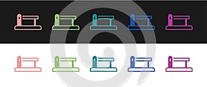 Set Railway barrier icon isolated on black and white background. Vector