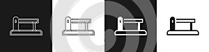 Set Railway barrier icon isolated on black and white background. Vector