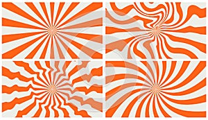 set of rainbow line backgrounds in 1970s hippie style. patterns retro vintage 70s groove. psychedelic poster background