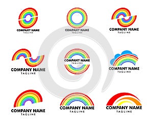 Set of Rainbow Logo design vector template
