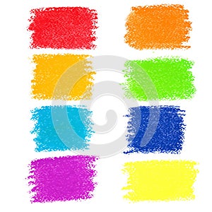 Set of rainbow pastel crayon spots