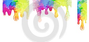 Set of rainbow smudges with watercolor splashes. Drops of paint. Color spots. The object is separate from the background. Vector