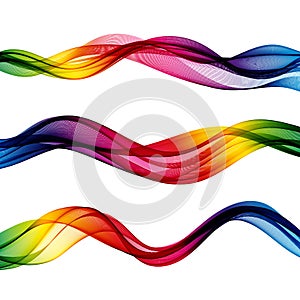 Abstract background design, set of waves, rainbow wave lines on white background