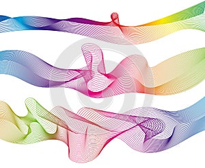 Set rainbow waves lines gradient colorful, Vector illustration