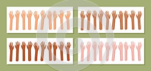 Set Of Raised Hands Flat