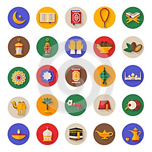 Set of Ramadan Kareem Icons on Circles