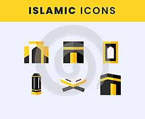 Set of Ramadan Line art icon, Islamic Holidays Linear Fill Symbols collection, Muslim Festival Day Glyph Icons, Vector Sketch illu