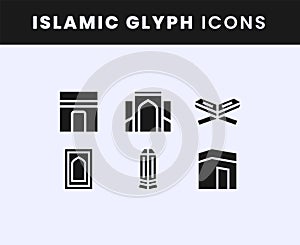 Set of Ramadan Line art icon, Islamic Holidays Linear Fill Symbols collection, Muslim Festival Day Glyph Icons, Vector Sketch illu