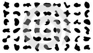 Set Ã¢ââ2 of random abstract blotch shapes. Liquid shape elements. Black round blobs collection. Fluid dynamic forms. Rounded spot