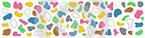 Set random abstract blotch shapes. Liquid shape elements. Round blobs collection. Fluid dynamic forms. Rounded spot or speck