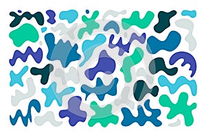 Set random shapes irregular form. Colorful blobs, liquid, colored organic blot smooth form.