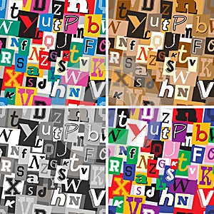 Set of ransom note kidnapper seamless patterns