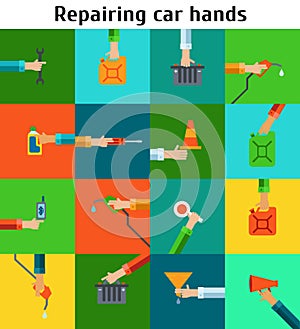 Set with rapairing hands