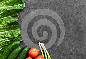 Set of Raw organic food, vegetables with fresh ingredients for healthily cooking on black  background, top view, banner. Vegan or