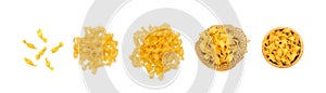 Set of Raw Tagliatelle Pasta Top View, Egg Italian Pasta Collection